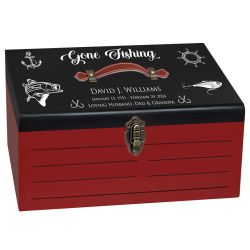 Gone Fishing Tackle Box Red Cremation Urn