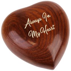 Always In My Heart Wood Keepsake Cremation Urn - Engraving Option