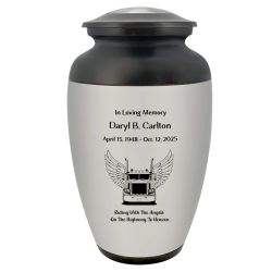 Riding With Angels Truck Pewter Adult Cremation Urn - Tribute Wreath™ - Pro Personalization - Burial Vault Option