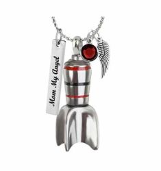 Space Rocket Pendant Urn - Love Charms Option