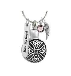 Celtic Cross Round Pendant Urn - Love Charms Option