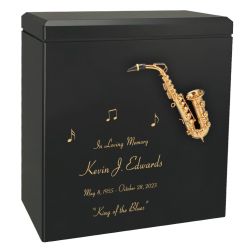 Custom Made Black Wood Saxaphone Urn