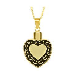 Scrolled Heart Gold Ash Pendant Urn