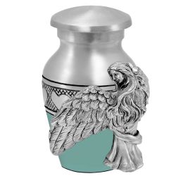 Wings of an Angel Sea Glass Circle of Hearts Keepsake Urn - Engraving Option