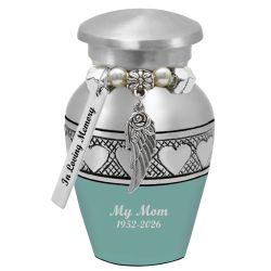 Sea Glass Circle of Hearts Keepsake Urn - Love Charms® - Engraving Option