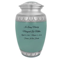 Sea Glass Hearts Pewter Adult Urn - Tribute Wreath™ - Pro Laser Engraving - Burial Vault Option