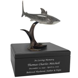 Great White Shark Art Wood Adult Urn – Handmade Wood Urn