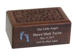 New Born Baby Boy Wood Floral Urn