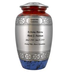 Soccer Red White & Blue Pewter Urn - Pro Diamond Engraving