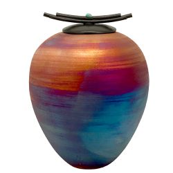 South Western Raku Cremation Adult or Medium Urn - Engraving Personalization Option