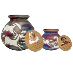 Spirit Horses Raku Adult or Medium/Child Cremation Urn - Photo Personalization Option