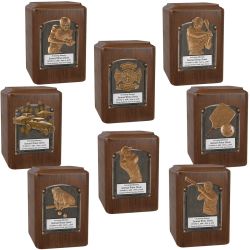 Major Sports & Fire Fighter Plaque Adult Wood Cremation Urns - Free Engraving
