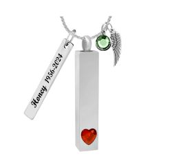 Red Heart Bar Cremation Jewelry Urn - Love Charms® Option