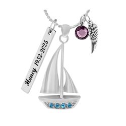 Sail Boat Pendant Cremation Ash Jewelry Urn - Love Charms® Option