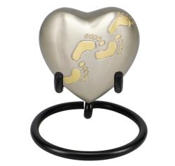 Footprints Brass Heart Keepsake Urn - Stand Option