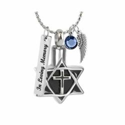Star of David Cross Pendant Urn - Love Charms Option
