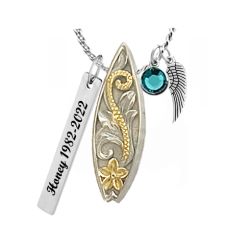 Surf Board Cremation Ash Urn - Love Charms™ Option