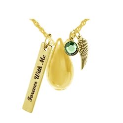 Teardrop Gold Pendant Urn - Love Charms Option