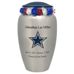 Texas Star Pewter Adult Cremation Urn - Tribute Wreath™ - Pro Personalization - Burial Vault Option