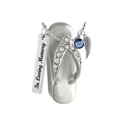 Crystal Flip Flop Ash Pendant Urn - Love Charms Option