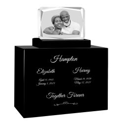 3D Ultra Faceted Rectangle Crystal Companion Wood Urn - For Two