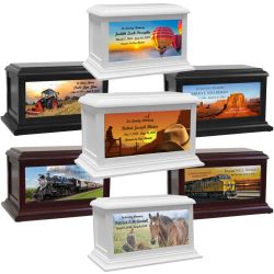 Trains, Farming, Cowboys, Animals, Natural Parks Adult or Medium Wood Keep The Memory® Cremation Urn