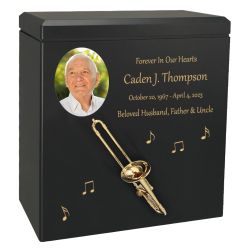 Trombone Wood Adult Cremation Urn - Miniature Trombone - Photo Option