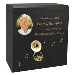 Tuba or Sousaphone Wood Adult Cremation Urn - Miniature Tuba or Sousaphone - Photo Option