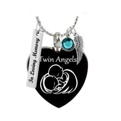 Twin Angels Pendant Urn - Love Charms Option