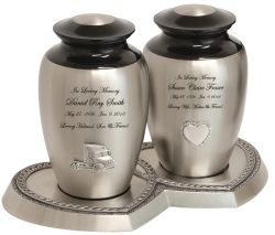 Pewter Medallion Companion Urns 