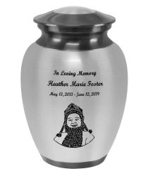 Two Toned Elegance Photo Engraved Child Urn