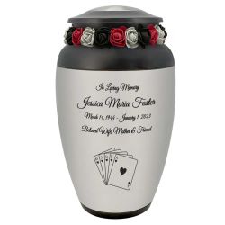 Royal Flush Cremation Urn - Poker Adult Urn - Tribute Wreath™ - Pro Personalization - Burial Vault Option