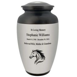 Spirited Horse Adult Cremation Urn - Tribute Wreath™ - Pro Personalization - Burial Vault Option