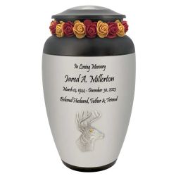 Buck Deer Adult Cremation Urn - Large Deer Hunters Urn - Tribute Wreath Option