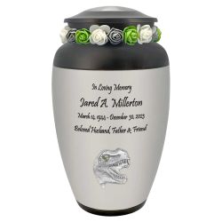 Dinosaur Tyrannosaurus Rex Medallion Cremation Urn  - Tribute Wreath™ - Pro Personalization - Burial Vault Option