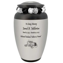 Big Rig Truck Medallion Adult Cremation Urn - Tribute Wreath™ - Pro Personalization - Burial Vault Option