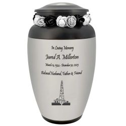 Oil Derrick Adult Cremation Urn - Large Oil Industry Urn - Tribute Wreath™ - Pro Personalization - Burial Vault Option 