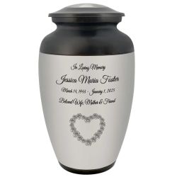 Heart of Roses Adult Cremation Urn - Tribute Wreath™ - Pro Personalization - Burial Vault Option