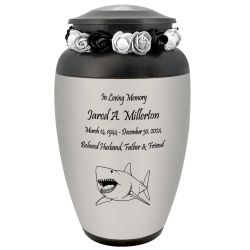 Shark Adult Cremation Urn - Tribute Wreath™ - Pro Personalization - Burial Vault Option 