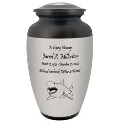 Shark Adult Cremation Urn - Tribute Wreath™ - Pro Personalization - Burial Vault Option 