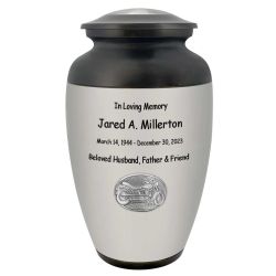 Motorcycle Medallion Adult Cremation Urn - Biker Memorial Urn - Tribute Wreath™ - Pro Personalization - Burial Vault Option