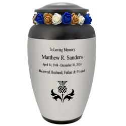 Scottish Thistle Adult Cremation Urn - Scotland Memorial -  Tribute Wreath™ - Pro Personalization - Burial Vault Option