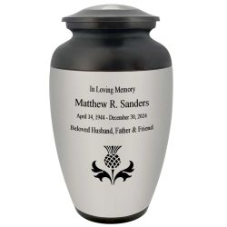 Scottish Thistle Adult Cremation Urn - Scotland Memorial -  Tribute Wreath™ - Pro Personalization - Burial Vault Option