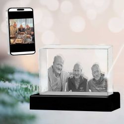 3D Crystal Large Ultra Rectangle Photo - Engraving & Light Base Options