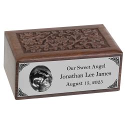 Ultra Sound Photo Pewter Plate Floral Wood Urn - Free Photo & Engraving