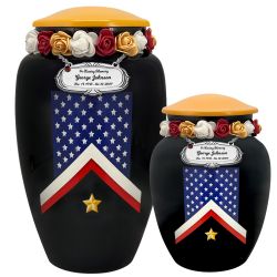 Veteran Flag Medium or Adult Sized Cremation Urn - Tribute Wreath™ - Pro Personalization - Burial Vault Option