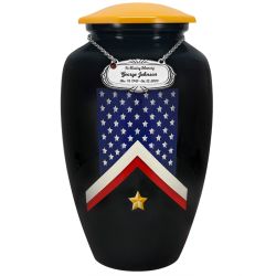 Veteran Flag Medium or Adult Sized Cremation Urn - Tribute Wreath™ - Pro Personalization - Burial Vault Option