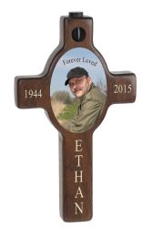 Wooden Walnut Photo Wall Cross Urn