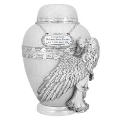 Wings of an Angel White Adult Urn - Pro Laser Engraving - Burial Vault Option