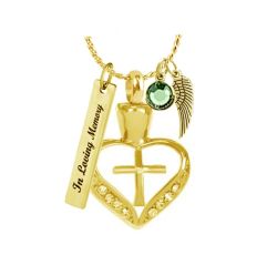 White Cross Gold Pendant Ash Urn - Love Charms Option